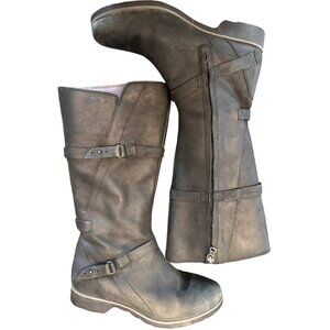 Teva Womens Boots 7 Black Leather Waterproof Zip Up De La Vina